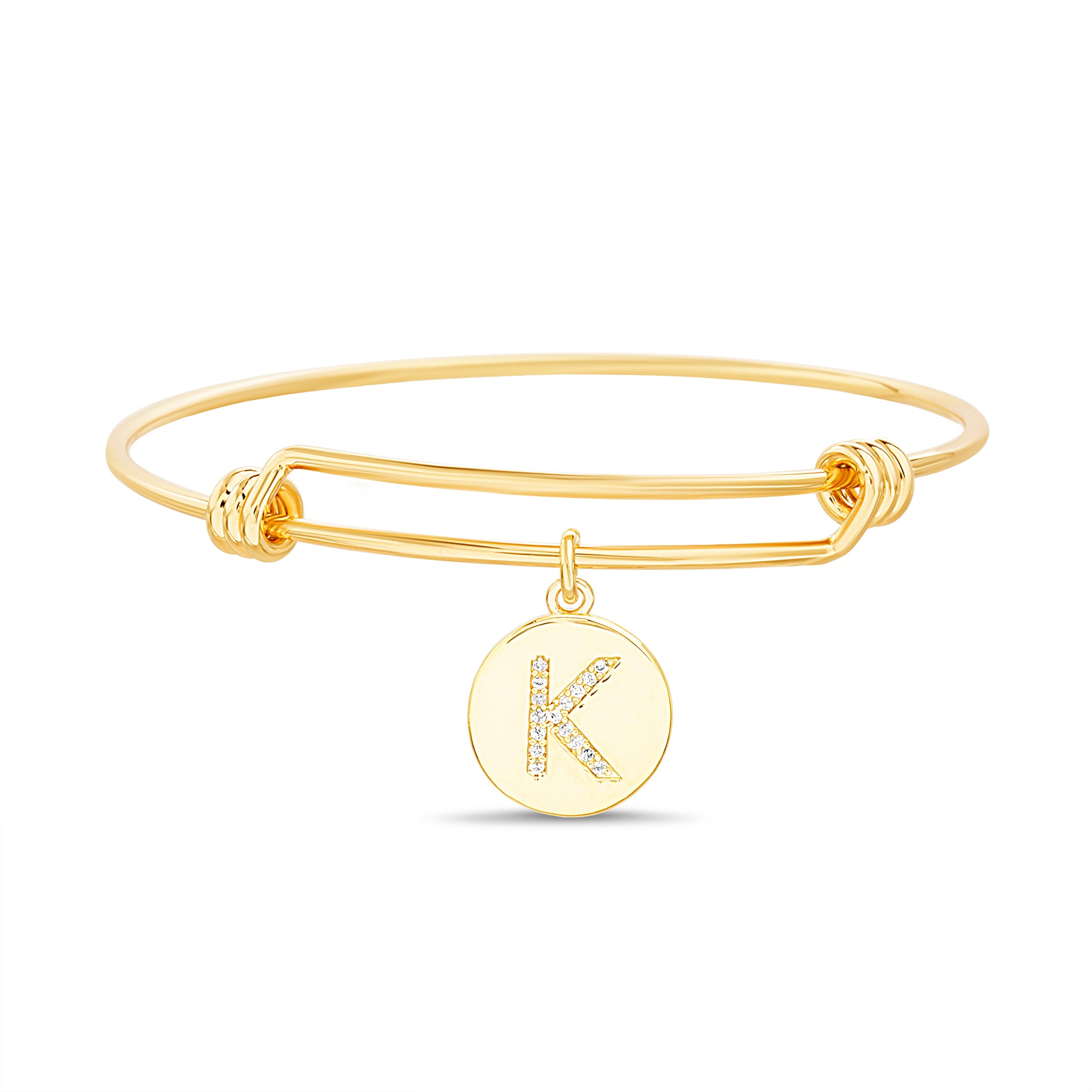 Gold Initial Charm Bangle